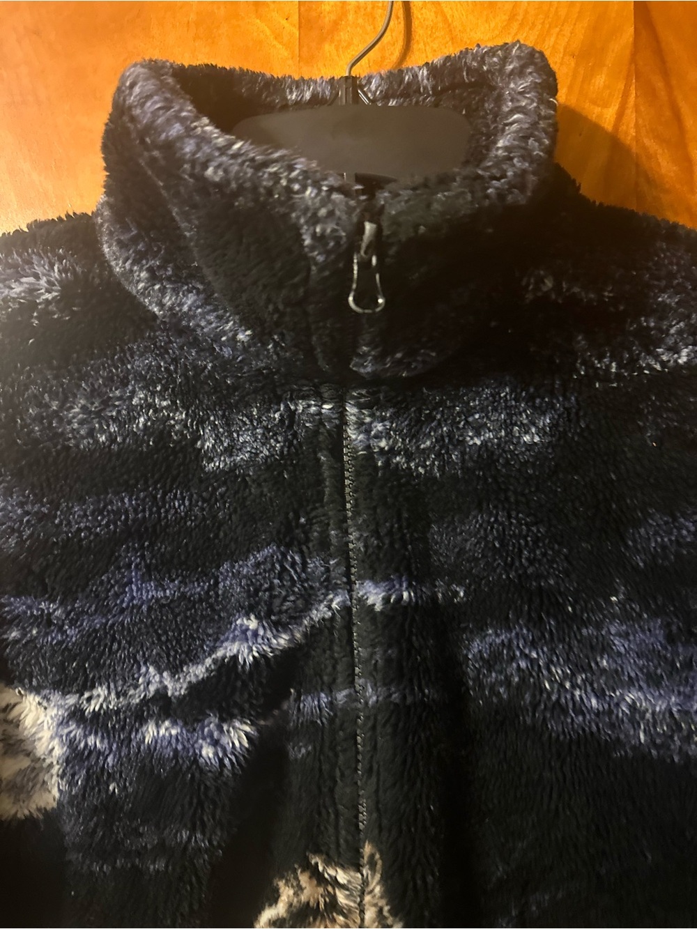 90’s VINTAGE Mazmania Black Horse-Print fleece plush jacket Unisex - Picture 3 of 16